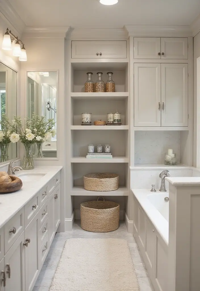 27 Open Bathroom Ideas That Feel Spa-Like - 21. Custom Storage Solutions