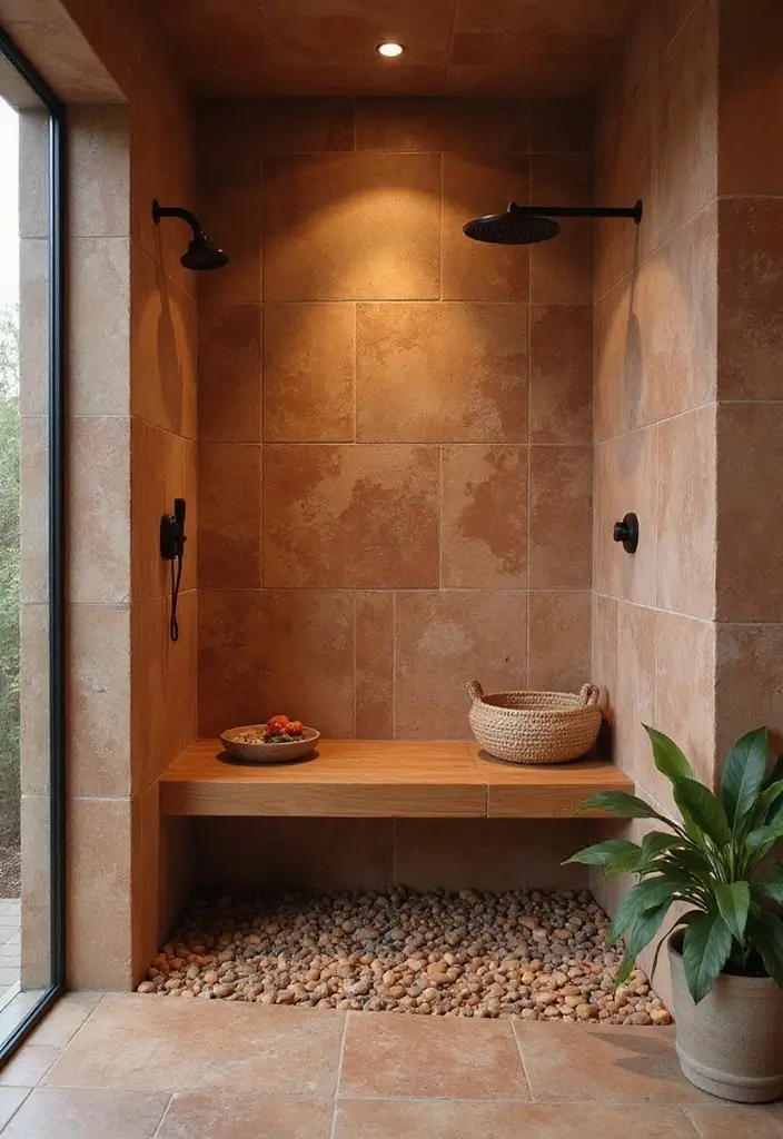 27 Shower Bathroom Design Inspirations That Feel Spa-Like - 1. Earthy Tiles for a Natural Feel
