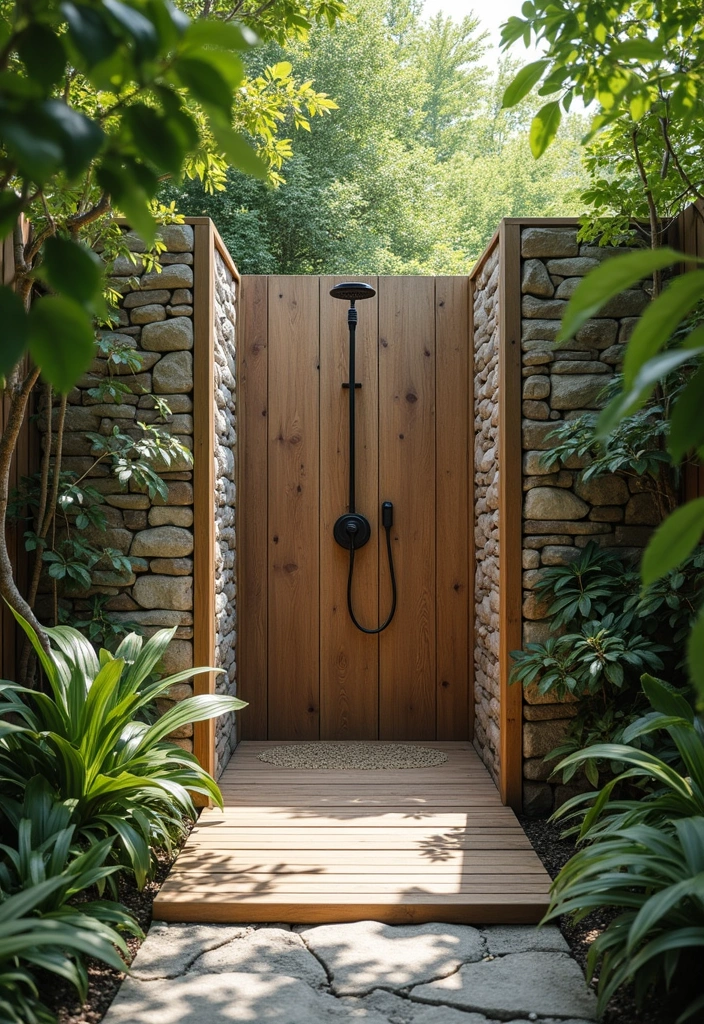 27 Shower Bathroom Design Inspirations That Feel Spa-Like - 21. Outdoor Shower Experience
