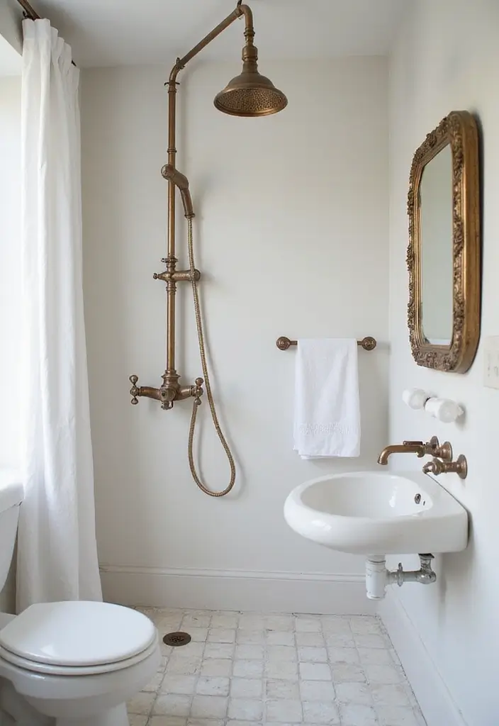 27 Shower Bathroom Design Inspirations That Feel Spa-Like - 22. Vintage-inspired Fixtures