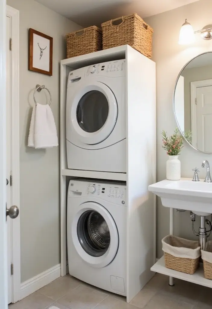 27 Small 3 Piece Bathroom Ideas That Save Space - 18. Compact Laundry Solutions
