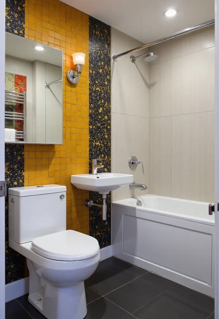 27 Small 3 Piece Bathroom Ideas That Save Space - 19. Accent Walls