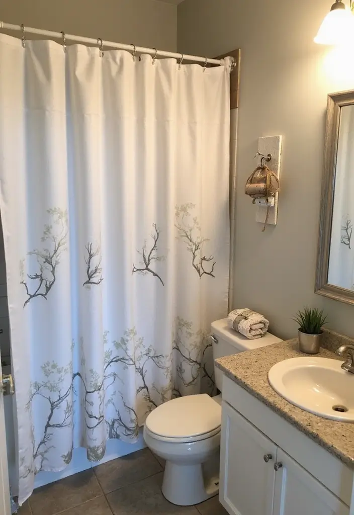 27 Small 3 Piece Bathroom Ideas That Save Space - 25. Custom Shower Curtains