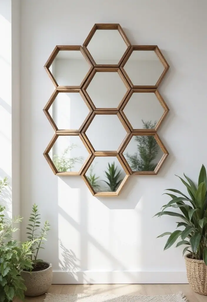27 Small Bathroom Mirror Ideas That Reflect More Light - 4. Hexagonal Mirrors