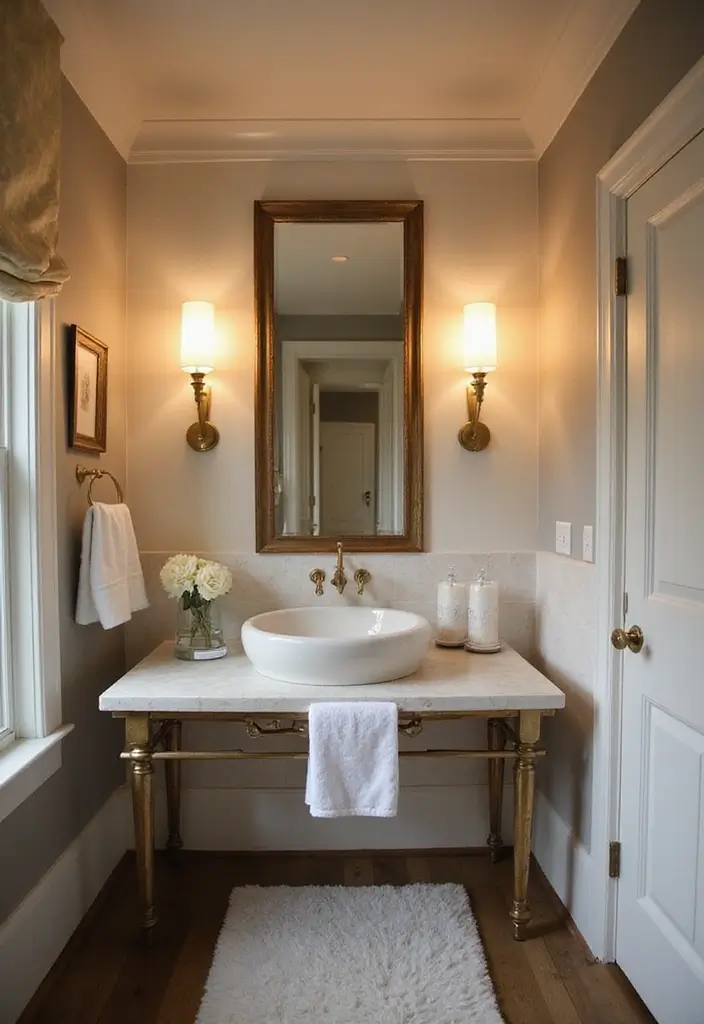 27 Small Scandinavian Bathroom Ideas That Feel Calm and Bright - 17. Timeless Lighting Fixtures