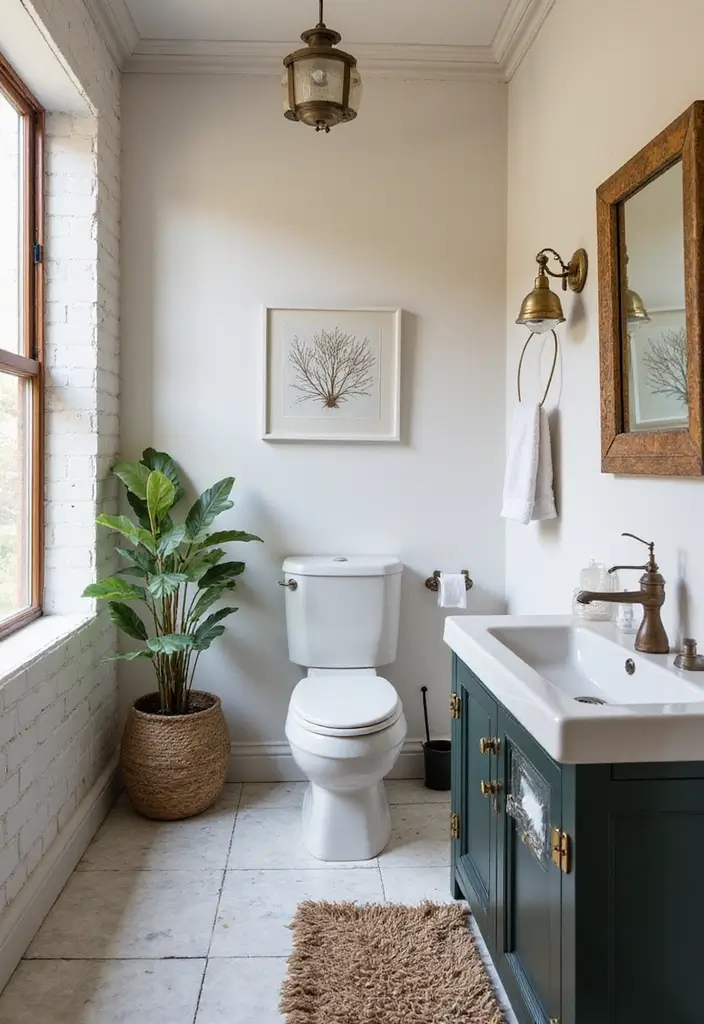 27 Small Scandinavian Bathroom Ideas That Feel Calm and Bright - 22. Eclectic Touches