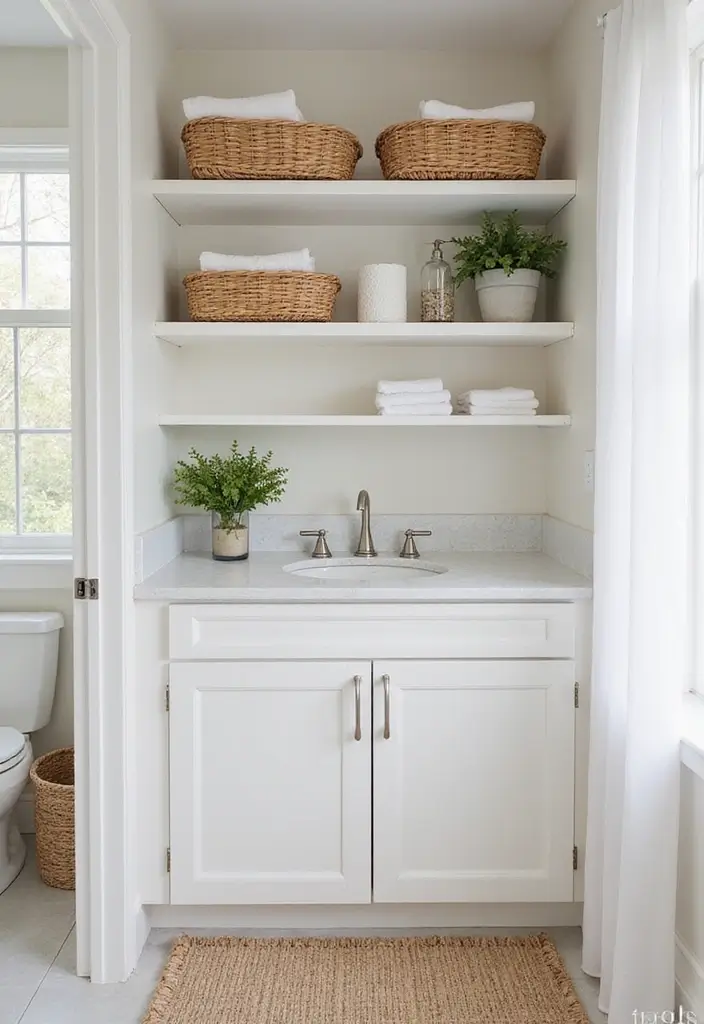 27 Small Scandinavian Bathroom Ideas That Feel Calm and Bright - 3. Clever Storage Solutions