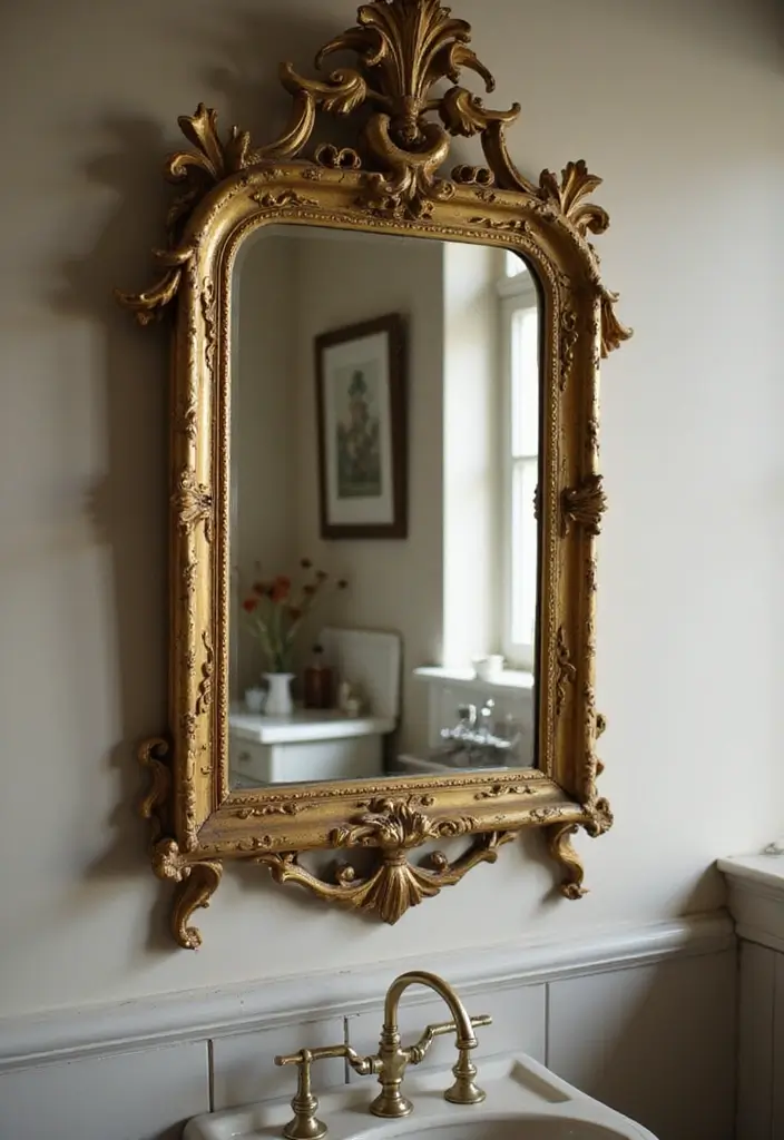 27 Unique Bathroom Mirrors That Make a Statement - 1. Ornate Antique Gold Mirror