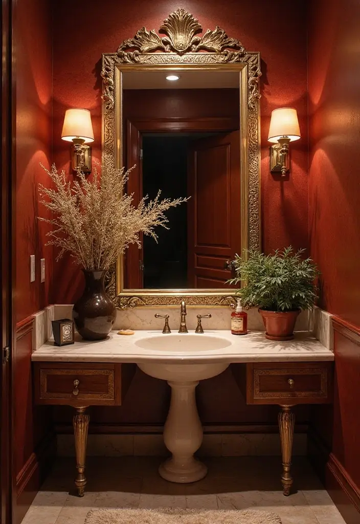 27 Unique Bathroom Mirrors That Make a Statement - 11. Art Deco-Inspired Mirror