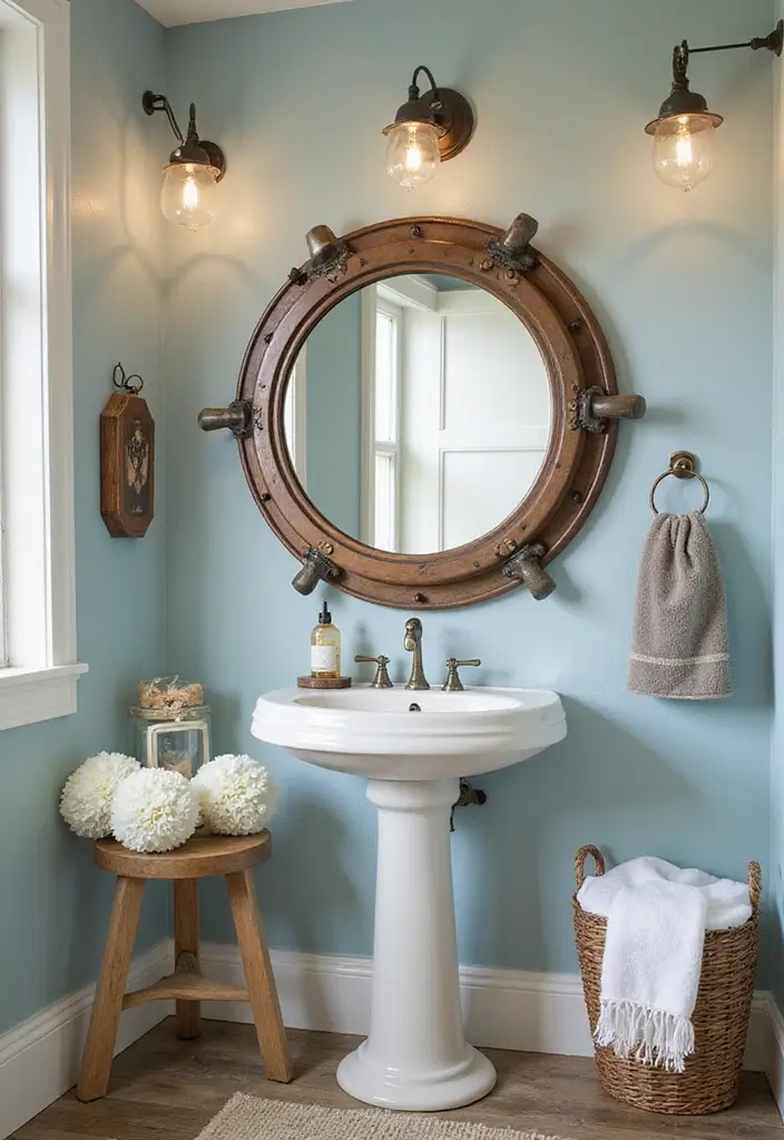 27 Unique Bathroom Mirrors That Make a Statement - 20. Vintage Ship’s Porthole Mirror