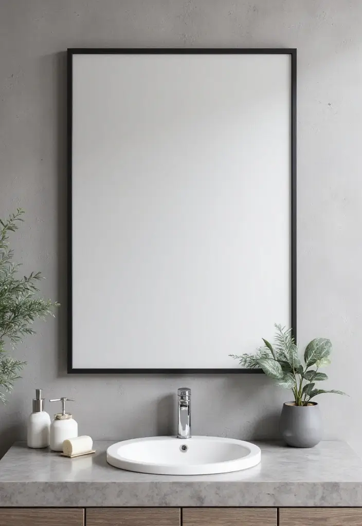 27 Unique Bathroom Mirrors That Make a Statement - 24. Minimalist Black Frame Mirror