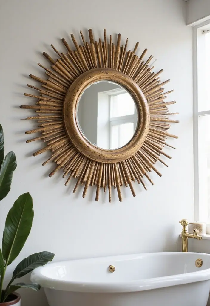 27 Unique Bathroom Mirrors That Make a Statement - 3. Vintage Sunburst Mirror