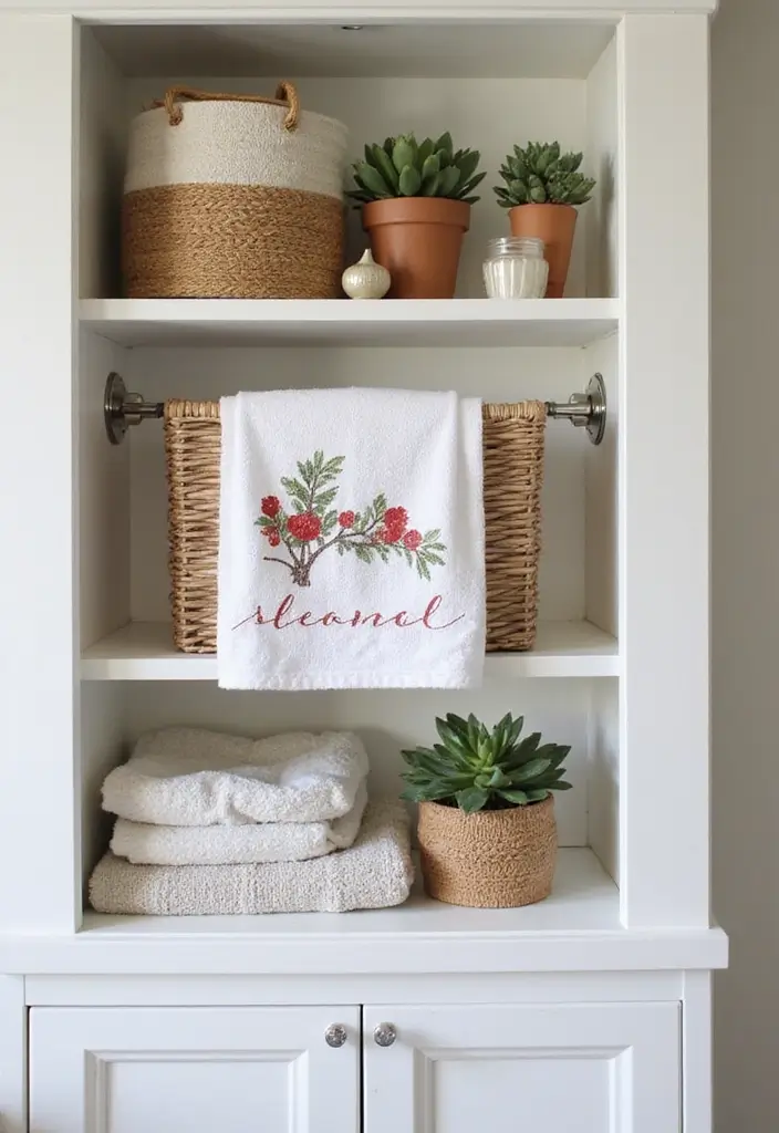 28 Bathroom Cabinet Decor Ideas That Feel Elegant - 16. Seasonal Decor Swaps