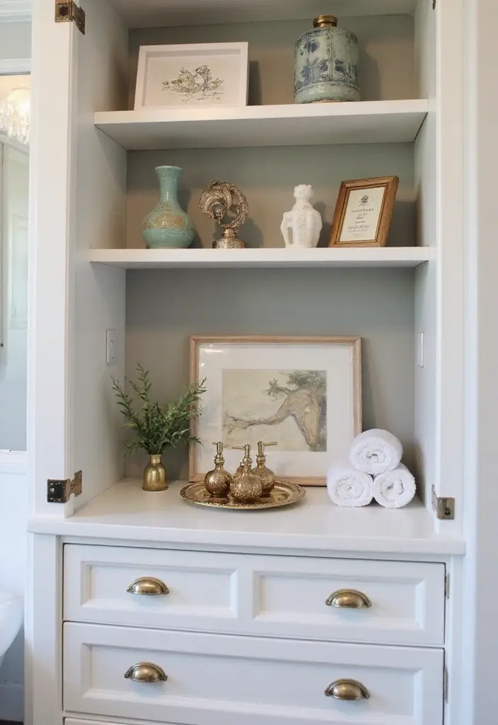 28 Bathroom Cabinet Decor Ideas That Feel Elegant - 4. Artistic Displays