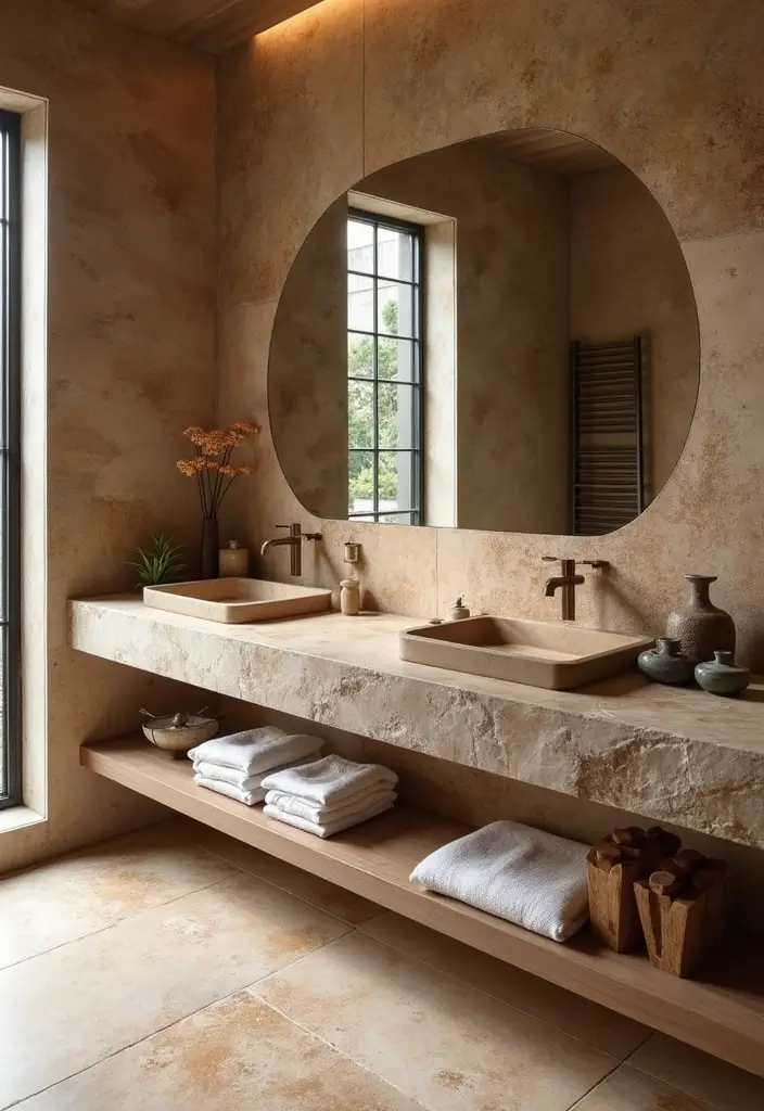 28 Bathroom Countertop Ideas That Add Character - 10. Natural Stone Elegance
