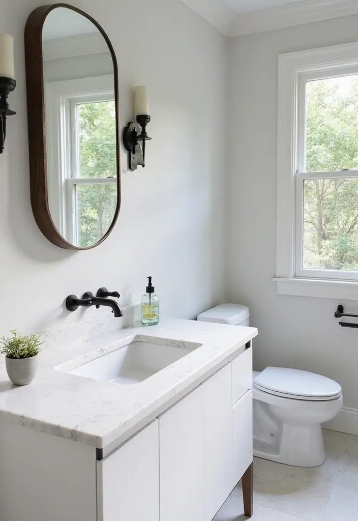 28 Bathroom Countertop Ideas That Add Character - 11. Bright White Quartzite