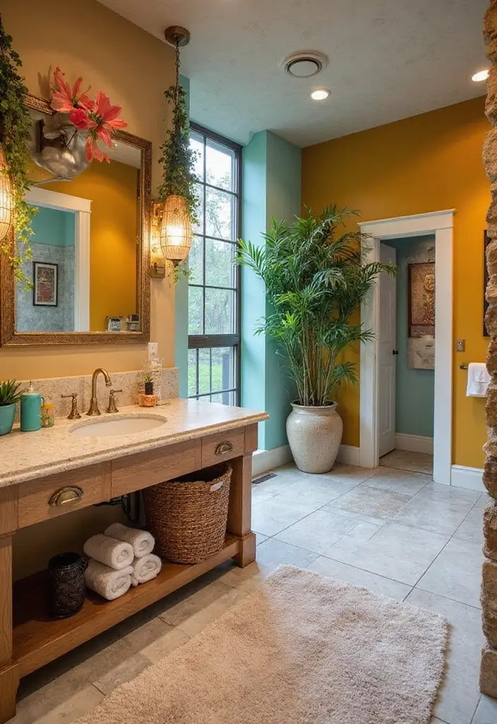 28 Bathroom Countertop Ideas That Add Character - 18. Bright and Bold Porcelain