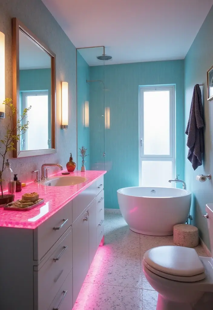 28 Bathroom Countertop Ideas That Add Character - 5. Colorful Glass Countertops