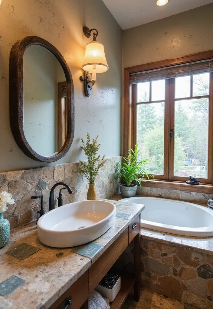 28 Bathroom Countertop Ideas That Add Character - 7. Upcycled Materials Magic