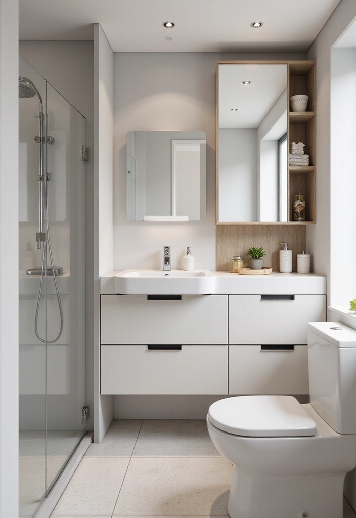 28 Bathroom Countertop Ideas That Add Character - 9. Compact and Clever Solid Surface