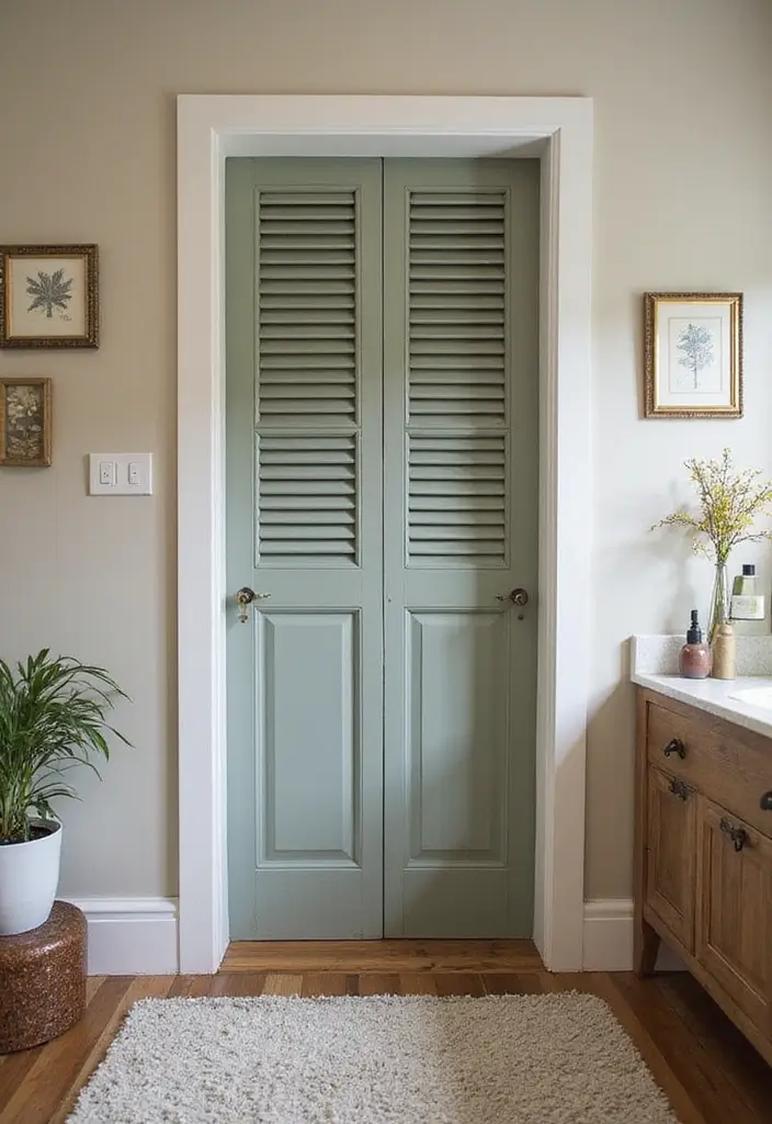 28 Bathroom Door Ideas That Fit Every Style - 10. Vintage Shutter Door