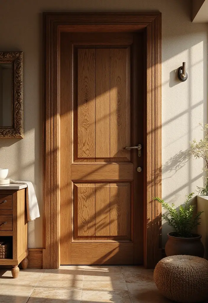 28 Bathroom Door Ideas That Fit Every Style - 8. Textured Wooden Door