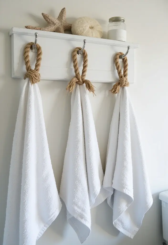 28 Bathroom Hooks Ideas That Keep Things Organized - 12. Natural Rope Hooks