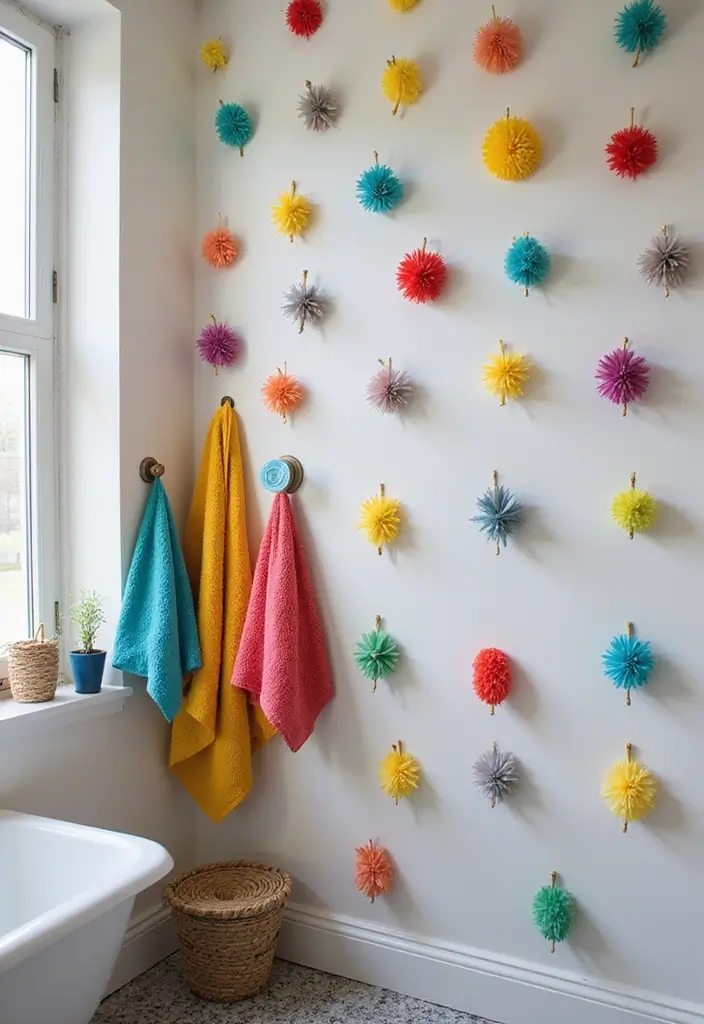 28 Bathroom Hooks Ideas That Keep Things Organized - 22. Colorful Wall Hooks