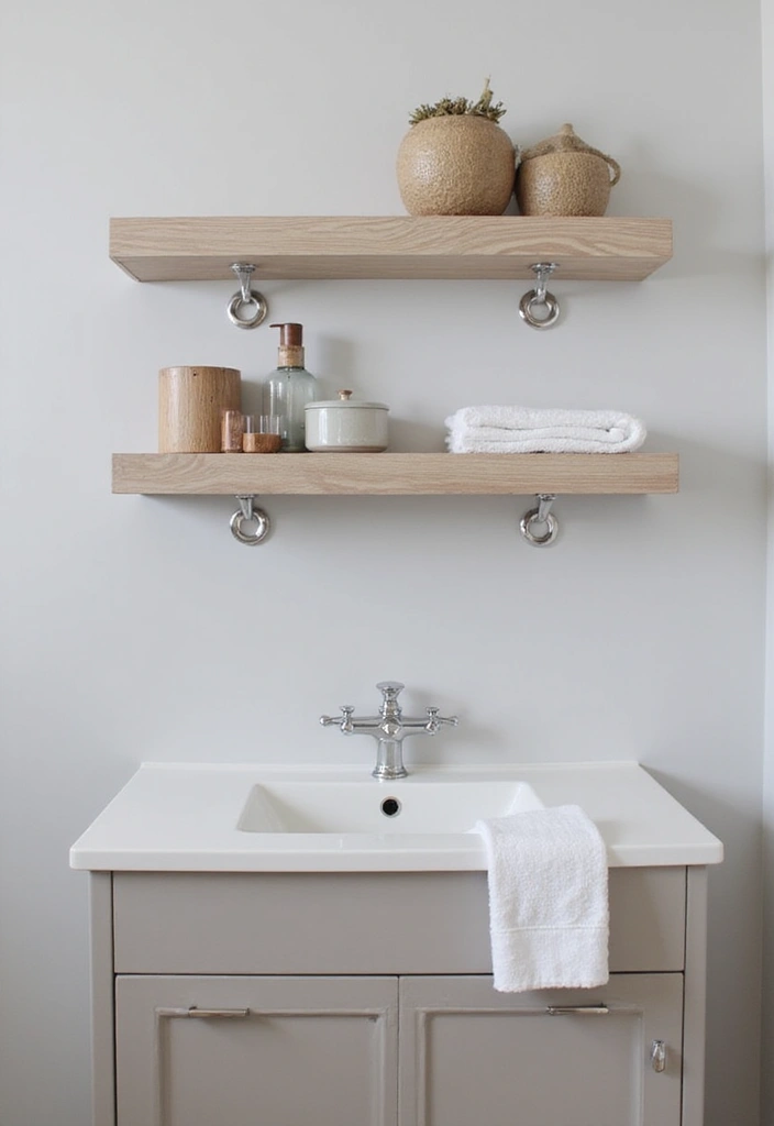28 Bathroom Hooks Ideas That Keep Things Organized - 23. Floating Shelf Hooks