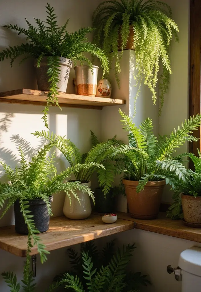 28 Bathroom Ideas With Plants That Purify and Decorate - 1. Ferns in Corner Spaces