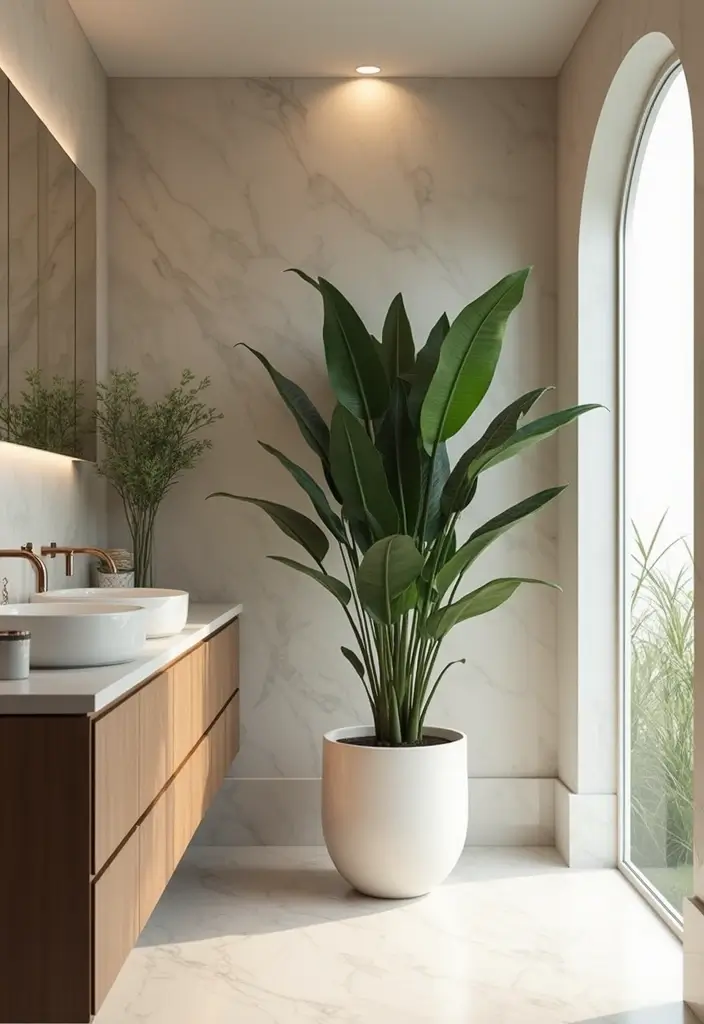 28 Bathroom Ideas With Plants That Purify and Decorate - 12. Dracaena for Height and Elegance