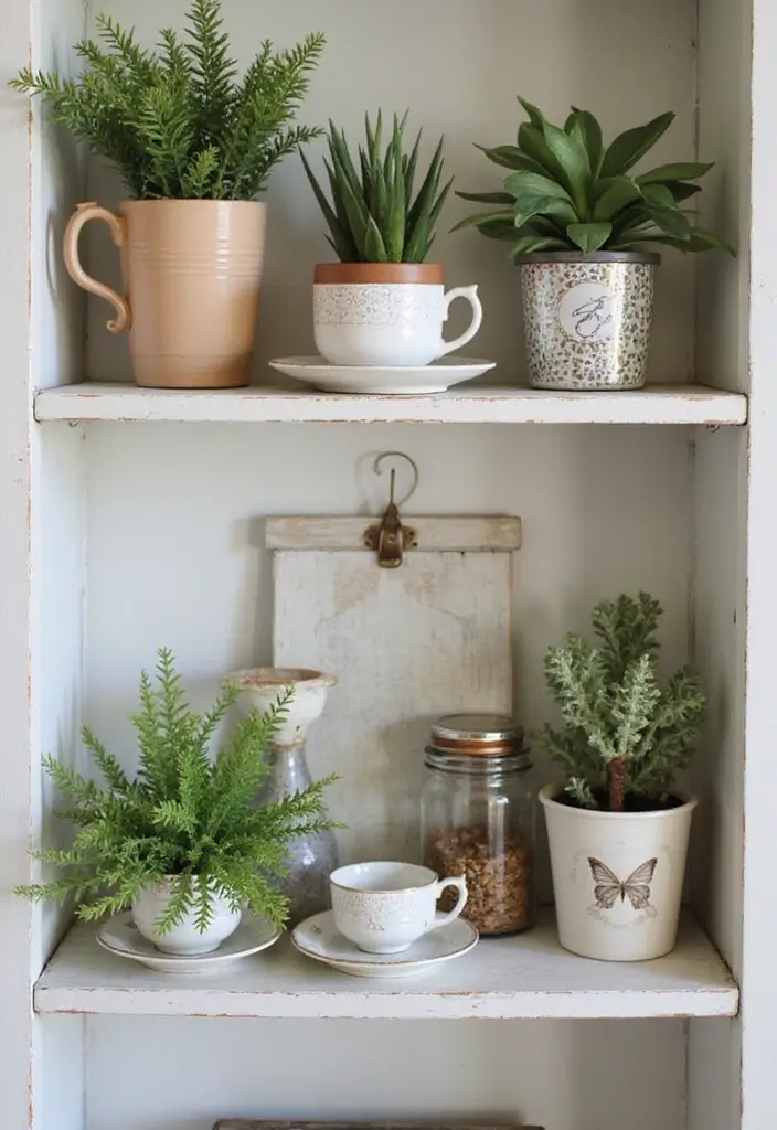 28 Bathroom Ideas With Plants That Purify and Decorate - 21. Incorporating Vintage Items