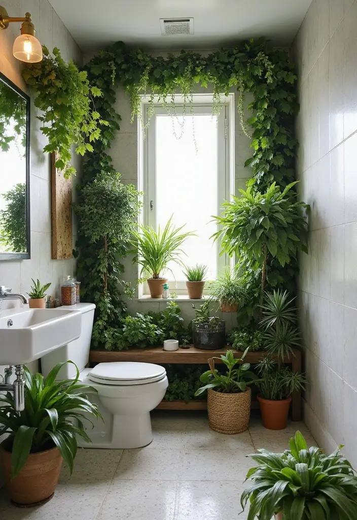 28 Bathroom Ideas With Plants That Purify and Decorate - 28. Artistic Plant Arrangements
