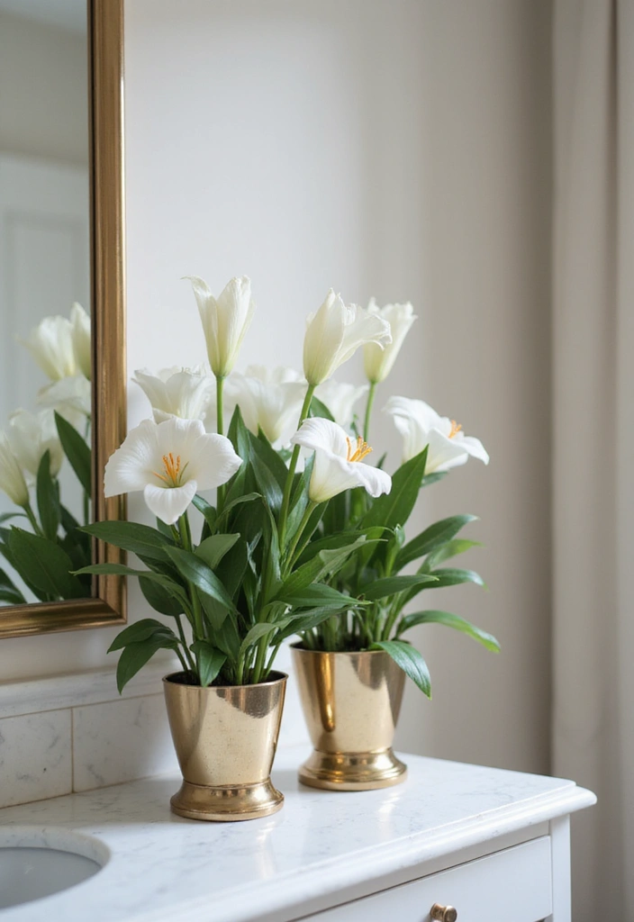 28 Bathroom Ideas With Plants That Purify and Decorate - 6. Peace Lilies for Elegance