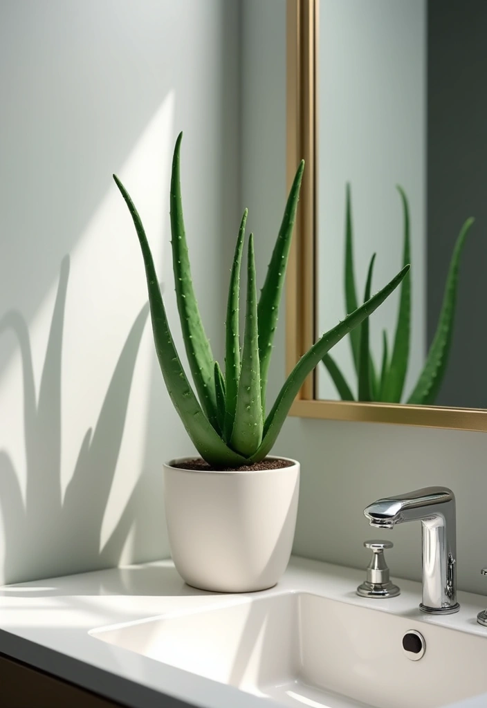 28 Bathroom Ideas With Plants That Purify and Decorate - 8. Aloe Vera for Dual Benefits