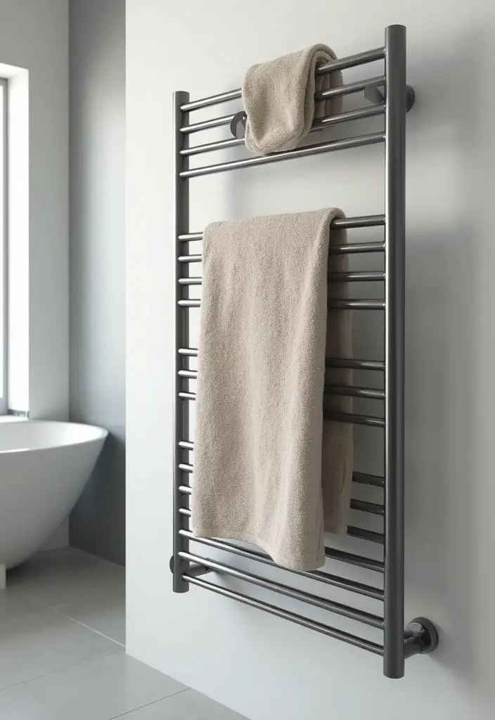28 Bathroom Towel Rack Ideas That Combine Form and Function - 13. Sleek Metal Racks