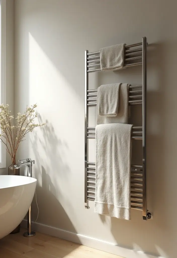 28 Bathroom Towel Rack Ideas That Combine Form and Function - 15. Cordless Towel Warmers
