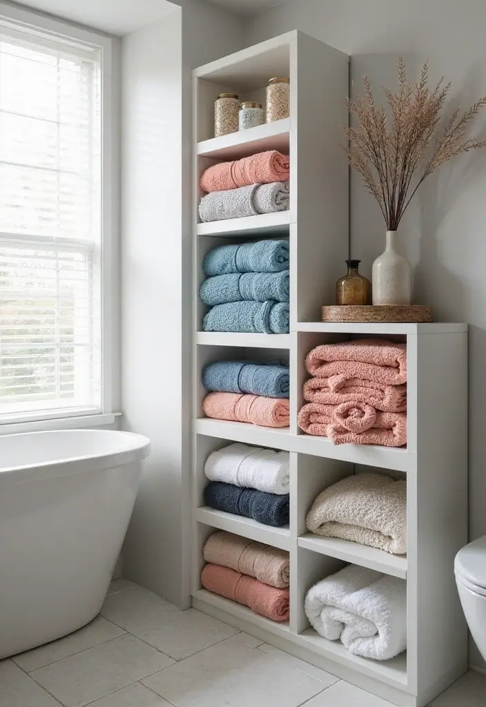 28 Bathroom Towel Rack Ideas That Combine Form and Function - 20. Towel Storage Cubes