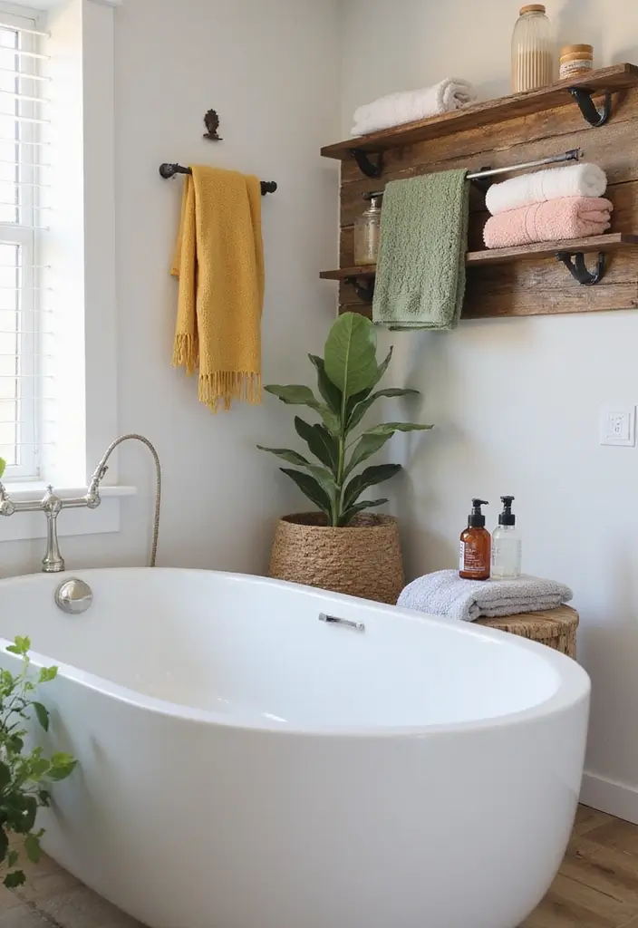 28 Bathroom Towel Rack Ideas That Combine Form and Function - 24. Eco-Friendly Wall Rack