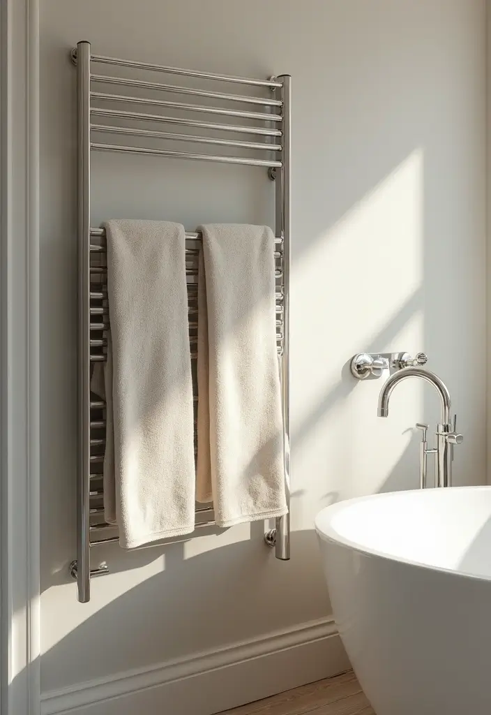28 Bathroom Towel Rack Ideas That Combine Form and Function - 25. Artistic Towel Rack Design