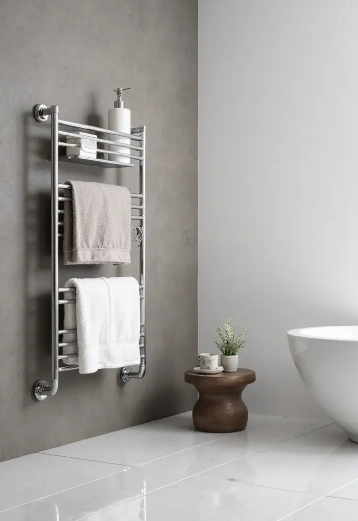 28 Bathroom Towel Rack Ideas That Combine Form and Function - 26. Versatile Corner Rack