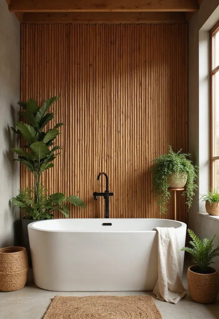 28 Bathroom Wall Ideas That Transform the Look - 1. Bamboo Bliss