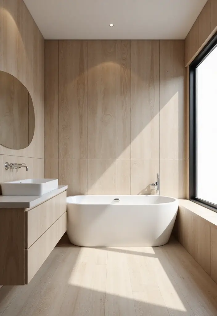 28 Bathroom Wall Ideas That Transform the Look - 12. Minimalist Wood Paneling