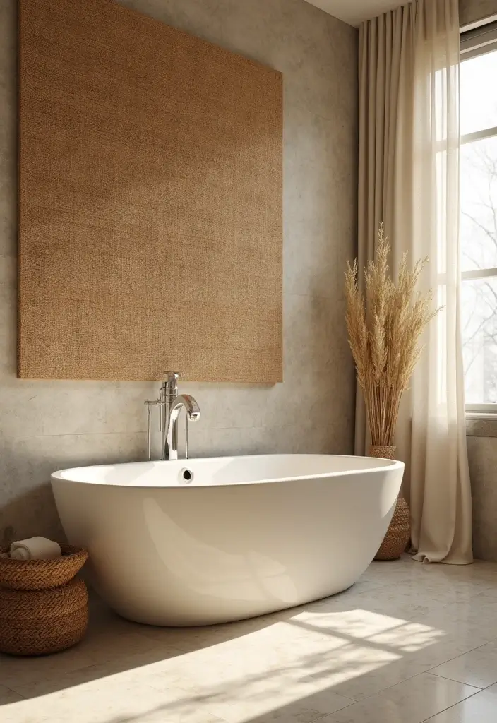 28 Bathroom Wall Ideas That Transform the Look - 20. Natural Fiber Panels