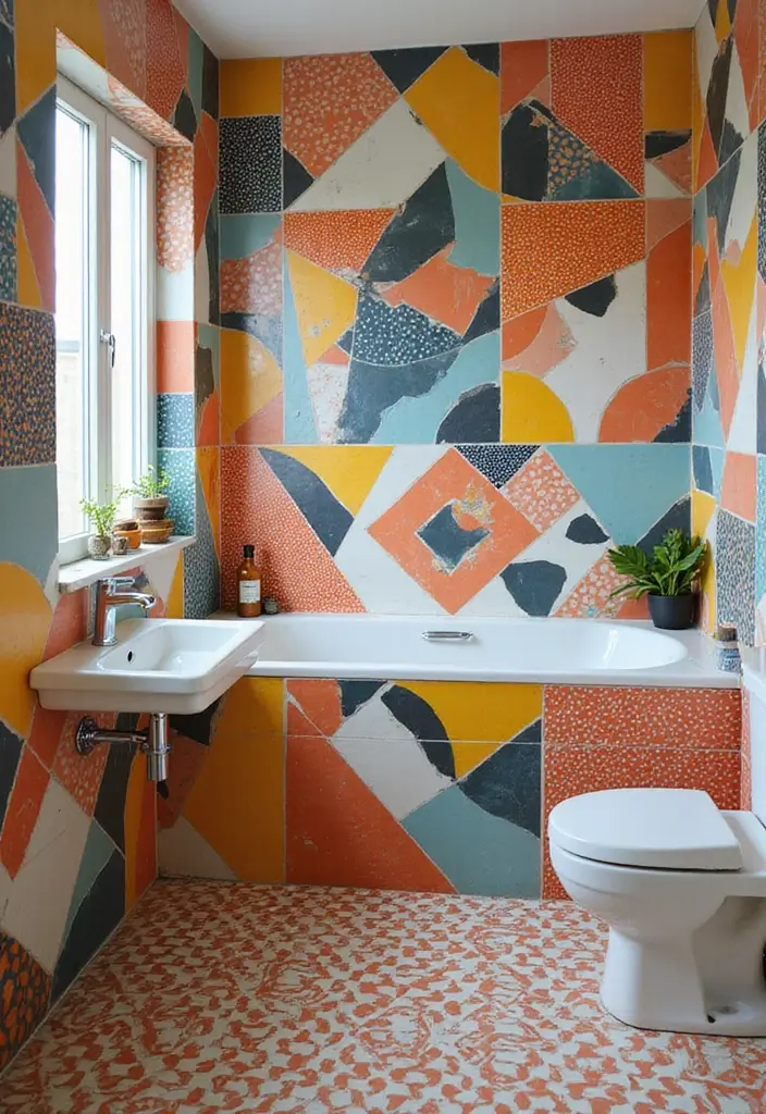 28 Bathroom Wall Ideas That Transform the Look - 21. Graphic Tiles