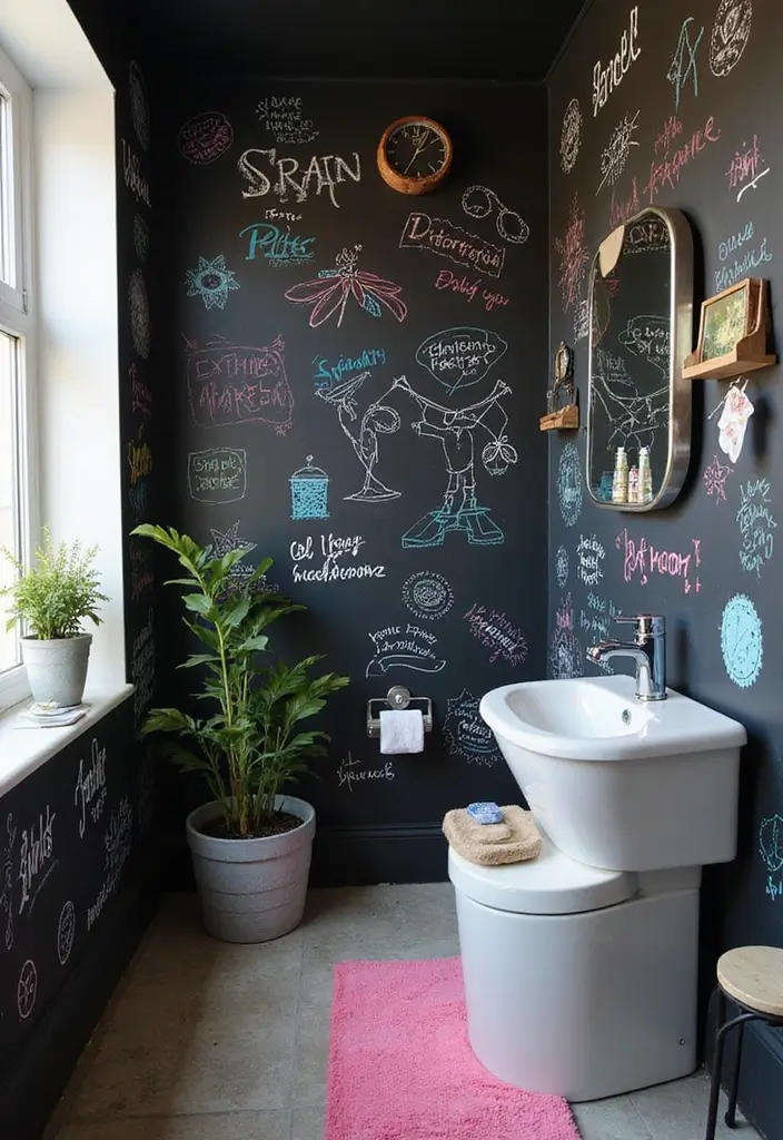 28 Bathroom Wall Ideas That Transform the Look - 22. Chalkboard Paint