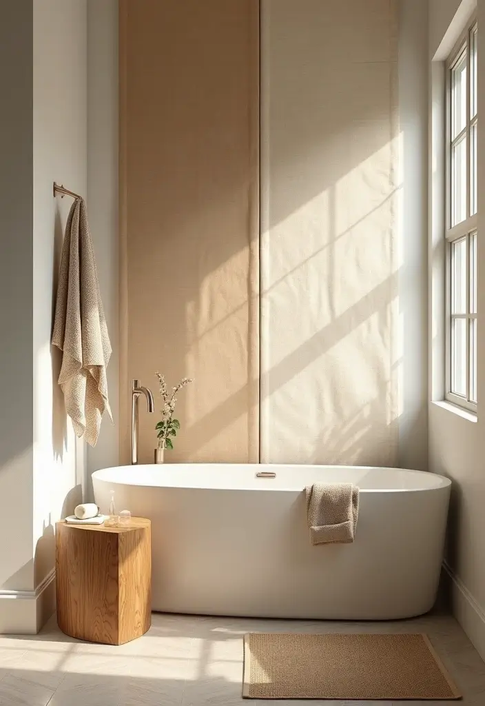 28 Bathroom Wall Ideas That Transform the Look - 28. Eco-Friendly Fabric Panels