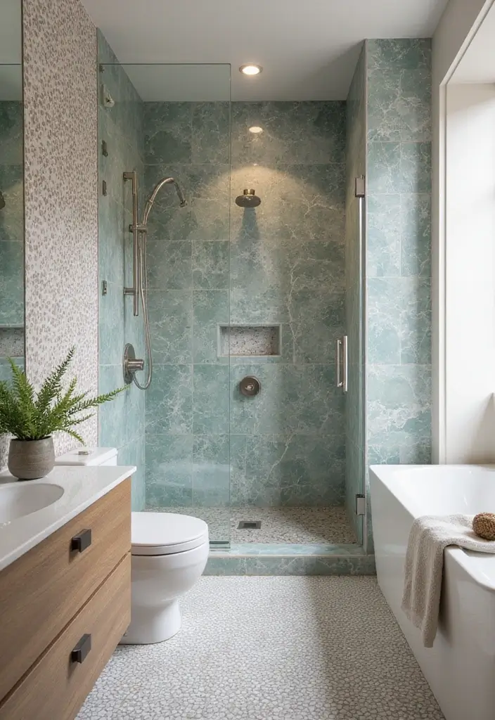 28 Bathroom With Tiles Designs That Look Modern - 19. Custom Designed Tiles