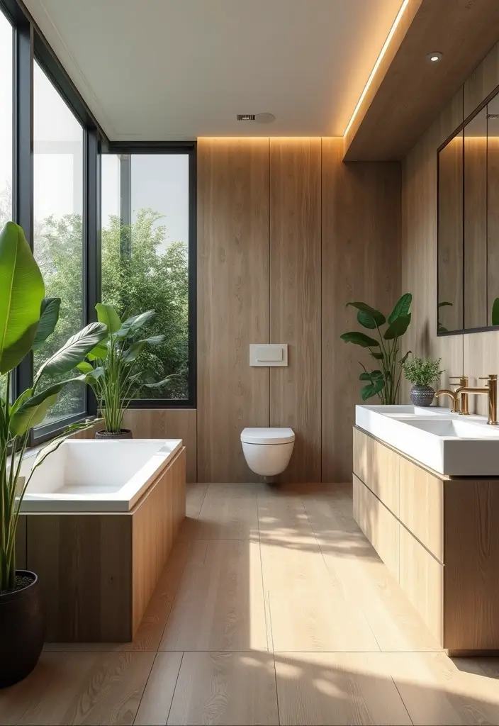 28 Bathroom With Tiles Designs That Look Modern - 5. Wood-Look Tiles
