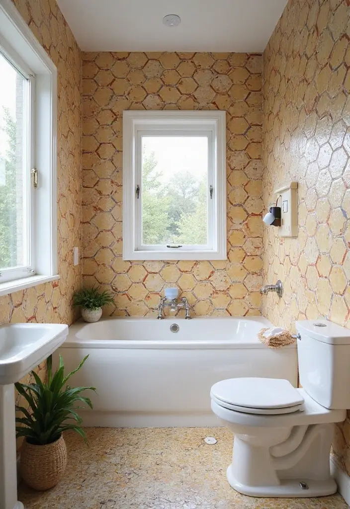 28 Bathroom With Tiles Designs That Look Modern - 6. Hexagonal Tiles